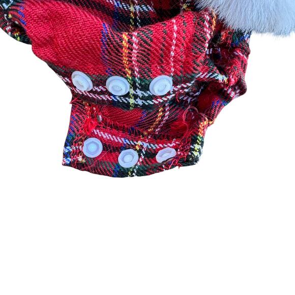 Christmas Baby Girl Romper Dress 6-12M Red Plaid Faux Fur NWOT - Picture 5 of 6